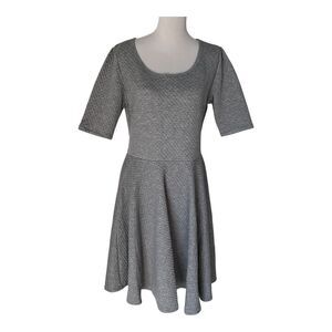 New Lularoe Dress 1XL/2XL Nicole Fit Flare‎ Textured Jacquard Career Gray